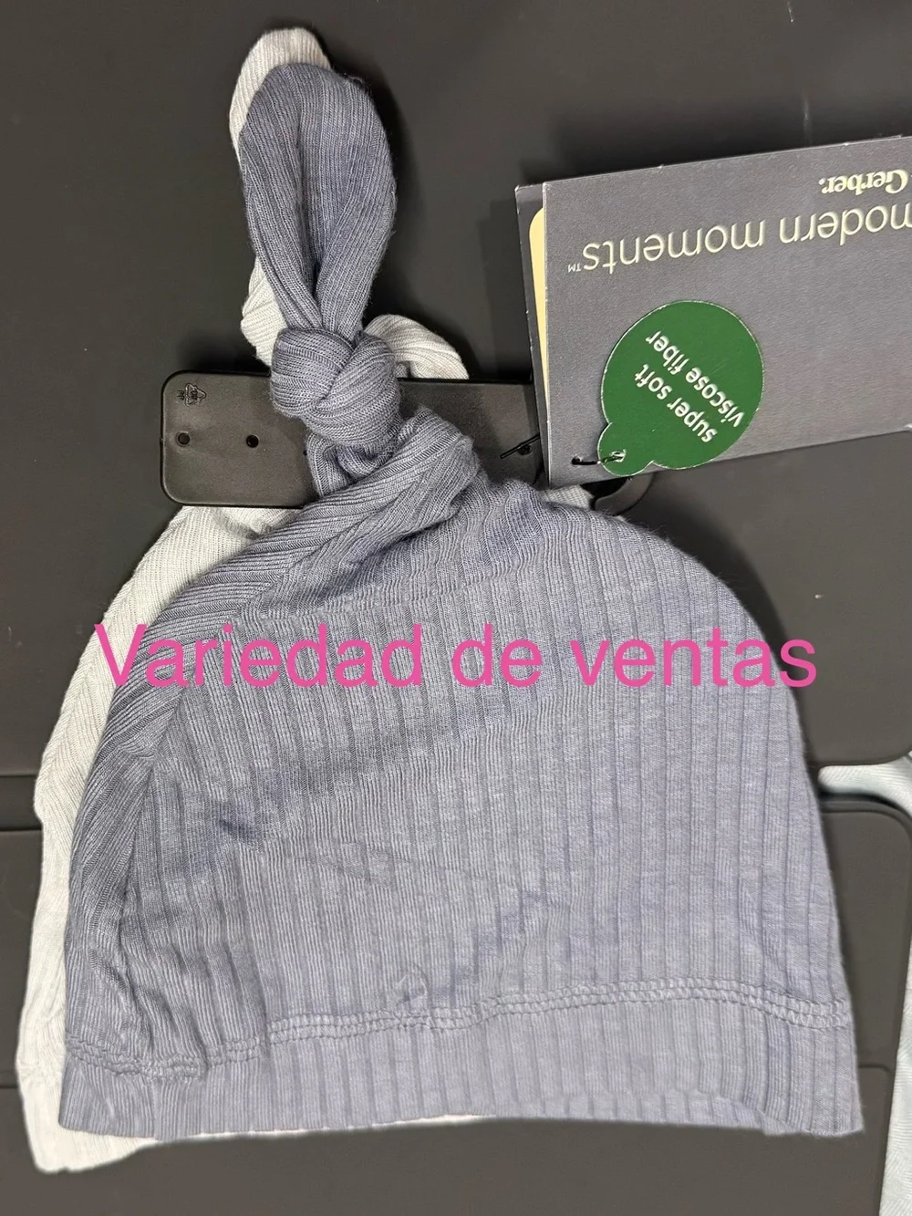 Women’s Knot-Top Ribbed Sleep Cap - Light Gray